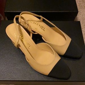 Chanel beige and black slingbacks - size IT 35